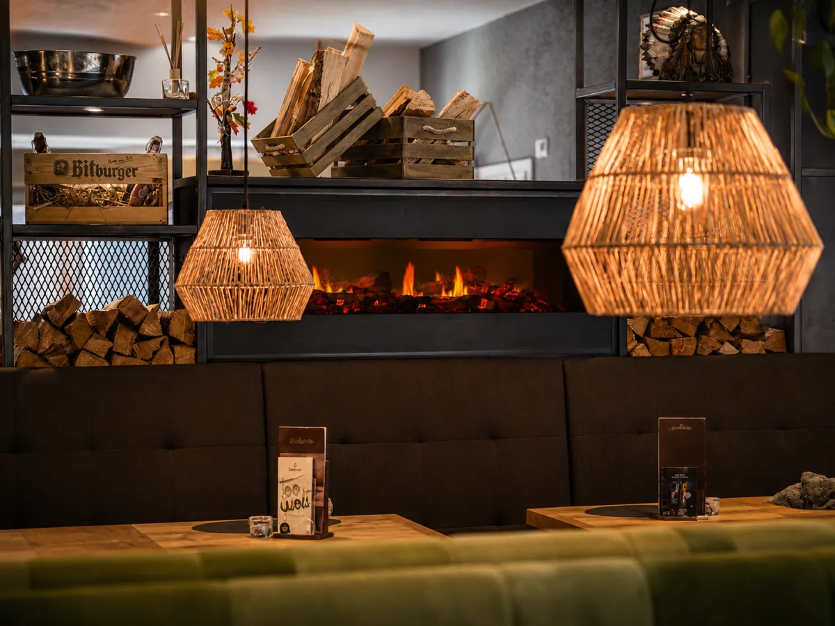 Kamin und Sitzecke, Interieurfotografie Restaurant